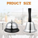 Set van 4 tafelbel, receptiebel, chromen tafelbel, handbel, tafelbel, oproepbel voor hotels, recepties, bars, keukens, scholen, restaurants, scholen en magazijnen, zilver