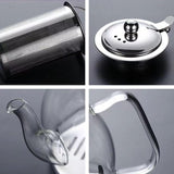 Theepot van borosilicaatglas, 1200 ml, theepot met uitneembaar theefilter, hittebestendig, ideaal voor het bereiden van losse thee