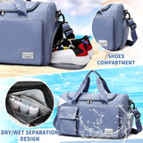 Sporttas voor dames en heren, reistas met schoenenvak en nat vak, groot, opvouwbaar, gymtas, waterdichte zwemtas, lichte trainingstas, jongens, meisjes, duffeltas voor sport, fitness, reizen,