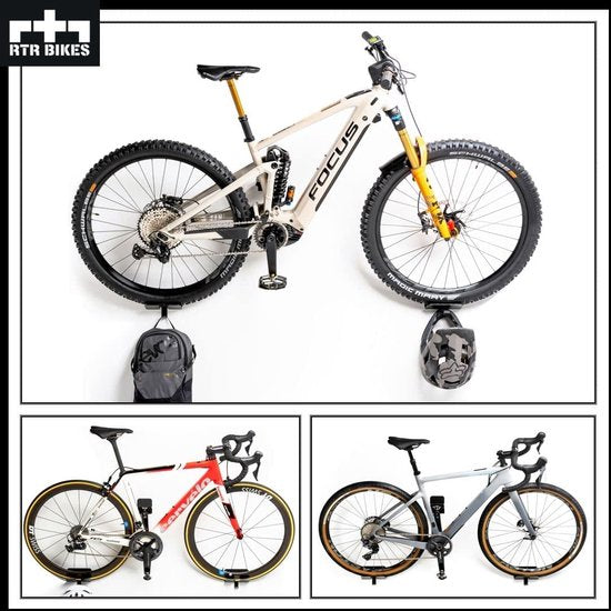 RTR BIKES Crank Pro Professional Fietsophanging, fietshouder voor aan de muur, wandhouder, ideaal voor ruimtebesparend ophangen van de fiets, voor thuis, garage en fietswinkel
