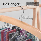 Dasshouder, stropdassenstandaard, dassenorganizer voor kast met 24 haken, stropdassenriemstandaard van natuurlijk hout, kastorganizer voor stropdas, sjaal, pochet, riem, hijab-accessoires
