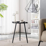 Bijzettafel van metaal, rond, diameter 41 cm, hoogte 49 cm, woonkamertafel met beschermende rand, Scandinavische stijl, dessert, banktafel voor woonkamer, slaapkamer, zwart/zwart