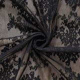 Black Curtains with Eyelets Lace Halloween Curtain Flowers Curtains Black Crochet Curtain Witch Curtains for Bedroom Living Room Dining Room Horror Decoration (W x H) 140 x 245 cm Set of 2