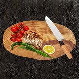 Plank van olijfhout, olijfhouten plank, snijplank, houten plank, ontbijtplank, steakplank, natuurlijke snit (28-32 cm)