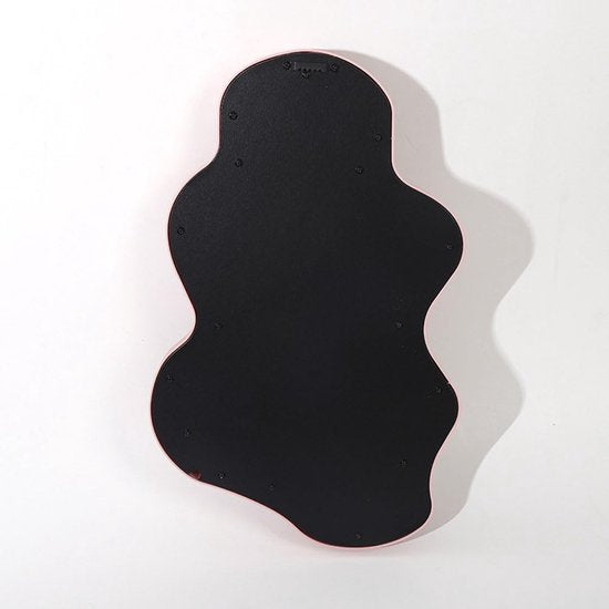 Onregelmatige frame wandspiegel, decoratieve spiegel, make-up spiegel, ijdelheidsspiegel voor badkamer, woonkamer, slaapkamer (roze)