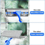 Lange ruitenwisser-wisserset 27 cm, telescopische ruitensproeier met verlengstang en rubberen lip, verstelbare reinigingsset ruitenreiniger voor raam/douche/auto (167 cm)