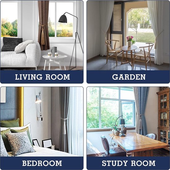 2 stuks gordijnhouders, embrasses, gordijnhouders, polyester, katoen, touw met kwastjes, decoratief raam, eenkleurige gordijnen, accessoires, beige