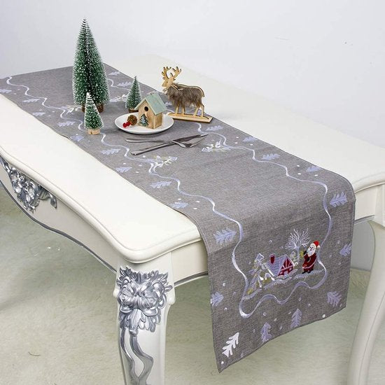 Table Runner Christmas Decoration Table Linen Modern Polyester Fibre with Sparkling Mats Tablecloth Ornament Washable for Decorations, Parties, Weddings, Kitchen