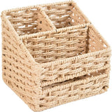 Braided Storage Basket, Multi-Purpose Rattan Basket, Basket with Paper Cord Braided, Baskets Braided Water Hyacinth, for Tabletops, Kitchens, Living Room, Braided Basket