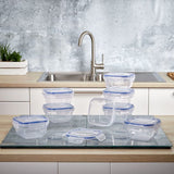 Kunststof vershouddozen, 8 x voorraaddozen met deksel, klein, vierkant, stapelbaar, onbreekbaar, magnetron- en vaatwasmachinebestendig