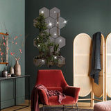 Wandstickers, acryl spiegelstickers set, 12 stuks 10cm 3D zeshoekige spiegel muurstickers voor woonkamer slaapkamer decoratie (zwart)