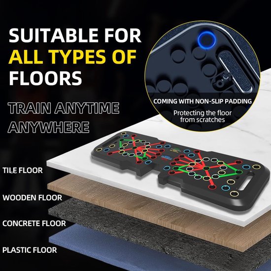 Opvouwbaar 41-in-1 push-up board met teller, brede push-upplank met handgreep voor spiertraining en krachttraining, 41 combiposities