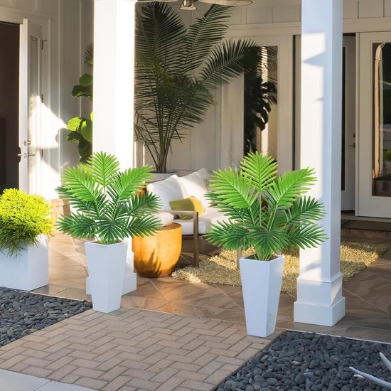 Kunstplanten, groot areca, kunstpalm, 68 cm hoog, 12 takken in pot, kunstmatige plant, tropisch, Hawaï, groen, nepplant, Real Touch planten, kunstbloem, decoratie, kantoorplant, groene plant,