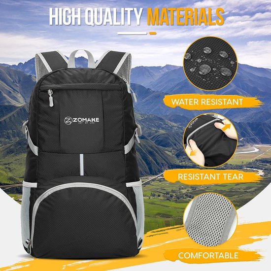 Ultralichte opvouwbare wandelrugzak, 35 liter, multifunctionele opvouwbare, waterdichte dagrugzak voor outdooractiviteiten, kamperen, dagelijks gebruik, l