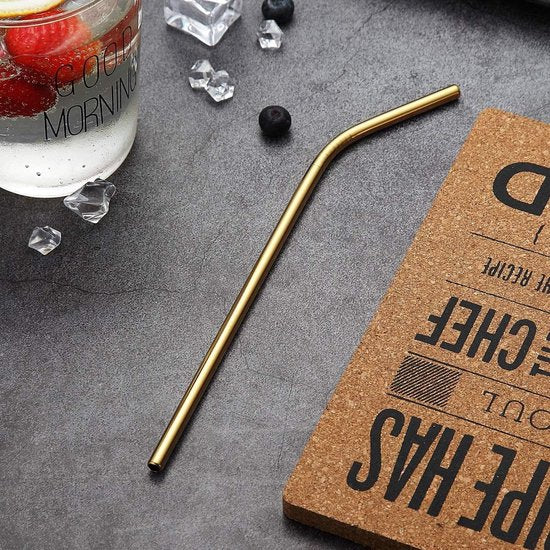 Metalen rietjes, 18 stuks (zwart/koper/goud/gekleurd/zilver)