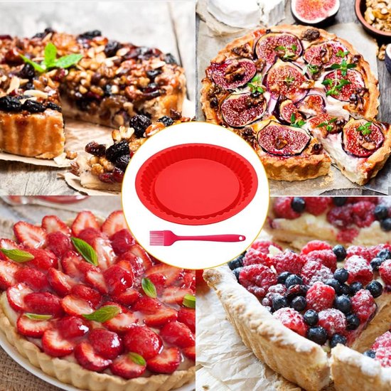 Siliconen bakvorm cakevorm siliconen bakvormen 26 cm siliconen laagcake bakvorm met siliconen kwast voor quiche pizza taart taart