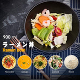 Keramische soepkommenset 2 x 1000 ml aardewerk Ramen Bowl noedelkommen met lepel en eetstokjes voor Udon Pasta Pho Soba granensalade Japanse stijl traditioneel handgemaakt