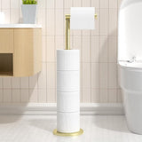Staande toiletrolhouder, opvouwbare papierhouder, roestvrijstalen badkamerstandaard, roestvrij, vrijstaande opslagdispenser voor 5 rollen