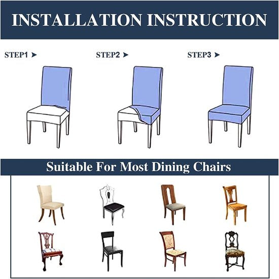 Stoelhoezen, 6 stuks, universeel, stretch, set van 6, moderne, elastische duurzame stoelhoezen voor eetkamer, banket, decoratie, klassiek wit