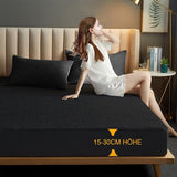 Waterdichte matrasbeschermer 140 x 200 cm hoeslaken luxe, 3D-patroon, super absorberend, ademende matrashoes, waterdichte matrasbescherming, vochtbescherming, hoeslakens, zwart