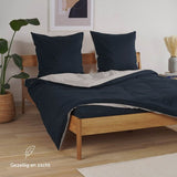 Blumtal Dekbedovertrek Set Tweekleurig - Luxe Beddengoed - 200 x 200 cm - 2 x Kussensloop 80 x 80 cm - Donkerblauw en Lichtgrijs