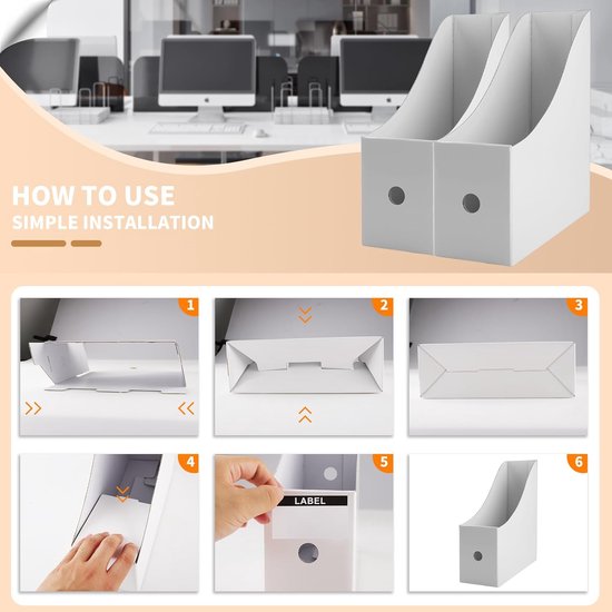 Tijdschriftenhouder, wit, 10 stuks tijdschriftenverzamelaars van kraftpapier, A4-formaat, bureau-organizer voor bestandsmappen, schrijfwaren, kantoorbenodigdheden