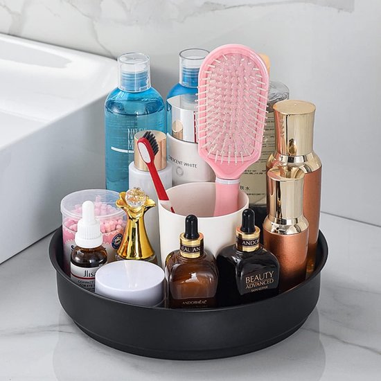 Lazy Susan keukenorganizer, draaitafelorganizer, 360 graden draaibare opbergcontainer voor voedsel, kruidenhouder van roestvrij staal, Lazy Susan (zwart/20 cm)