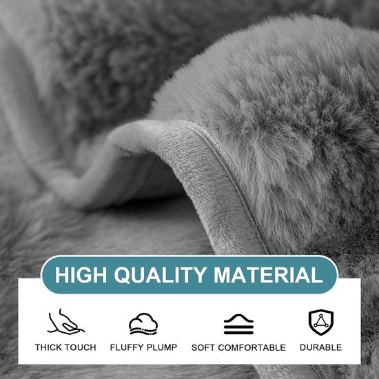 Rabbit Plush Sofa Cover, L-Shape, 1 / 2 / 3 / 4-Seater Sofa Cover, Corner Sofa, U-Shape, 2023 Universal Non-Slip Sofa Protector, Super Soft Sofa Throw Made of Faux Fur for the Living Room (Grey, 70 x