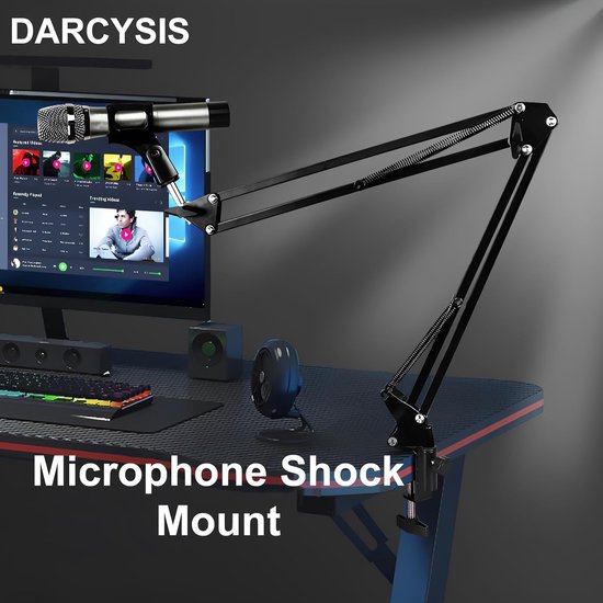 Microfoonstandaard, microfoonarmsteun, microfoon, bureau, gamingtafel met microfoonhouder, anti-vibratie, 360 graden opslag, maximaal 3 kg