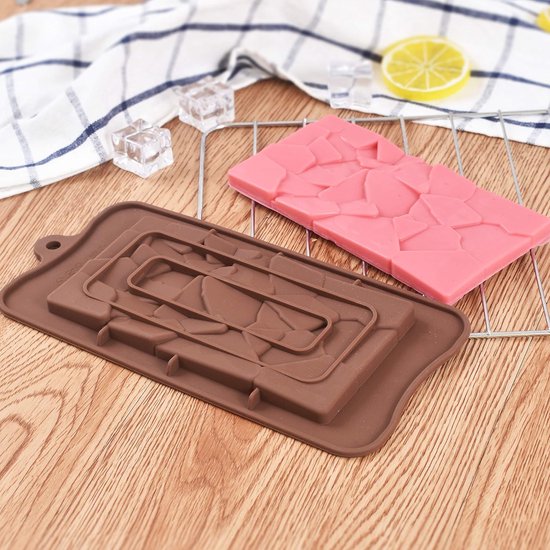 Siliconen chocoladevormen, fragmenten chocoladereepvormen, zelfgemaakte eiwit- en energiereepvormen, 4 verpakkingen