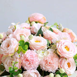 Kunstbloemen, 2 stuks kunstpioenrozen, roze namaakpioenroos, ter decoratie, zijden pioenrozen, bloemstukken, middenstuk, tafel voor thuis, feest, bruiloftsdecoratie