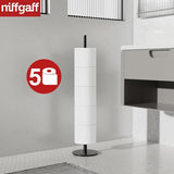 Staande toiletpapierhouder, wc-rolhouder & keukenrolhouder & reserverolhouder, wc-papieropslag, van roestvrij staal, vrijstaand, mat voor badkamer, met scheidingsplaat voor waterbescherming