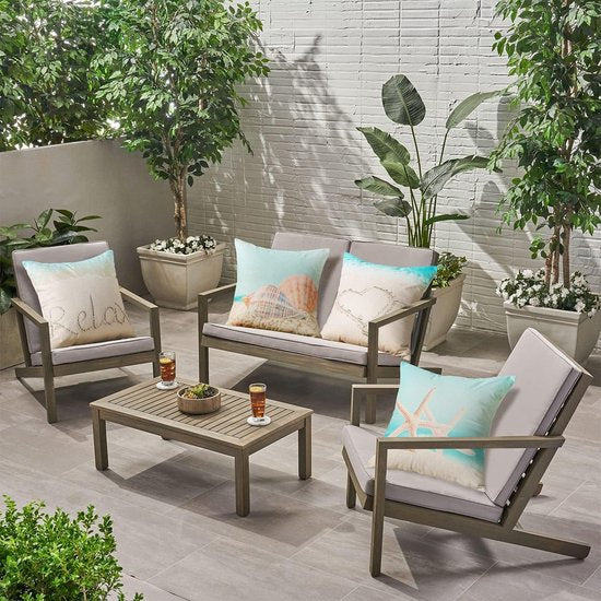 Waterdichte kussenhoezen, decoratieve vaste stof, waterdichte kussenhoes, sierkussen, sofakussen, kussensloop voor bank, balkon, terras, patio, tuin, outdoor, zandstrand