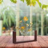 Dubbelzijdige fotolijst 20 x 25 cm van glas met een bruine houten onderlegger voor tafelblad, set van 2