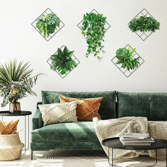 3D groene planten muurstickers, muurtattoo planten groen, muurstickers groene klimop bladeren muursticker, 3D muurstickers planten voor keuken, slaapkamer, woonkamer