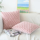 Pluizige kussenhoes, 50 x 50 cm, roze, set van 2, pluche decoratieve kussenhoezen, zacht gestreepte kussenhoes, luxe bont, decoratief kussen, bankkussen, knuffelige kussenhoezen, woonkamer