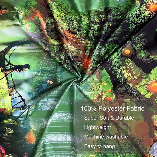 Fantasierijk Zwart Licht Boomtapijt met Bosfee, Natuur en Magische Elfenmotieven, Muurophanging en Trippy UV-reactieve wandtapijten voor slaapkamer - 180 cm x 230 cm