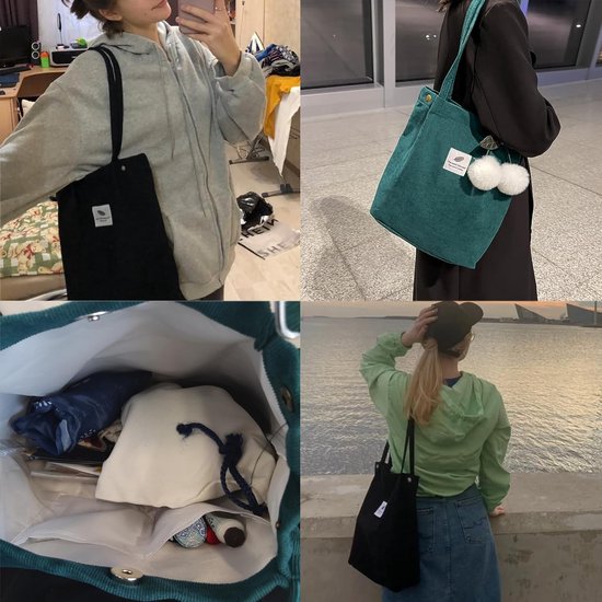 Grote schoudertas Corduroy schoudertas voor dames Strandtas Cordbag Crossbodytas Shopper Tote Bag Boodschappentas Handtas Shopper voor werk Winkelen School