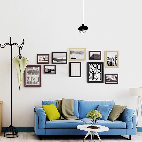 Fotolijst, houten lijst met glasplaat, set van 5 stuks