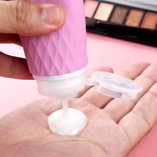 Siliconen reisflessenset 90 ml, set van 4 reisflessen om te vullen, lekvrij, cosmetische flessen voor het vullen van reizen, container, BPA-vrij, FDA-goedgekeurd, voor het vullen van douchegellotion