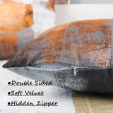 Decoratieve kussensloop, 40 x 40 cm, set van 2 fluwelen kussenslopen, oranje, bank, landhuisstijl, esthetisch sierkussen, vierkant, bankkussen, outdoor kussen, sierkussen