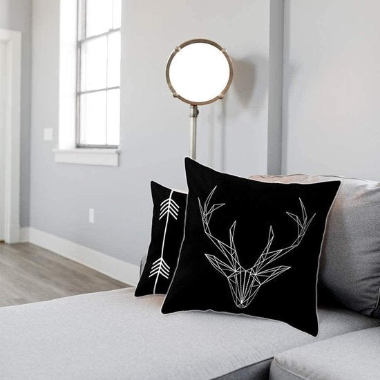 Kussenhoezen, 4 stuks, 45 x 45 cm, geometrisch zwart-wit, kussensloop met geometrisch patroon, decoratieve kussensloop, voor bank, slaapkamer, woonkamer, wooncultuur