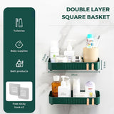 Groene badkamerplank zonder boren, doucheplank. Kunststof opbergorganisator badkamer regenjas, keuken, toilet. Multifunctioneel zelfklevend plankje met 2 haken (2 planken)