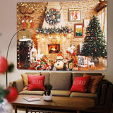 Wandtapijt Kerstmis wanddoek muur opknoping esthetische kerstboom open haard geschenken wandtapijt thuis kerstdecoratie wanddecoratie voor slaapkamer woonkamer slaapzaal 150 x 130 cm