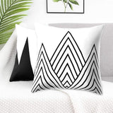 Kussenhoezen, 4 stuks, 45 x 45 cm, geometrisch zwart-wit, kussensloop met geometrisch patroon, decoratieve kussensloop, voor bank, slaapkamer, woonkamer, wooncultuur