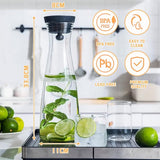 Glazen karaf, 1200 ml, glazen karaf, met deksel en tuit, waterkaraf, ijsthee kan sap, voor zelfgemaakte dranken, ijsthee, melk, koffie, wijn