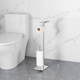 Freestanding Toilet Paper Holder with Reserve, 304 Stainless Steel Toilet Paper Dispenser Paper Roll Storage Rack for 4 Large Rolls, with Base Waterproof, Rustproof Modern Matt (Silver)