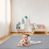 Zacht hoogpolig vloerkleed Pluizig vloerkleed Wasbaar antisliptapijt Woonkamer Slaapkamer Kinderkamertapijt Modern effen vloerkleed (lichtgrijs, 60 x 90 cm)