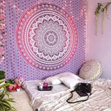 Indiase psychedelische Mandala Wandtapijt Roze Ombre, Boho Wandkleed Hippie, Indiase Wanddoek, Grote Katoenen Wandtapijten 210 x 220 cm.