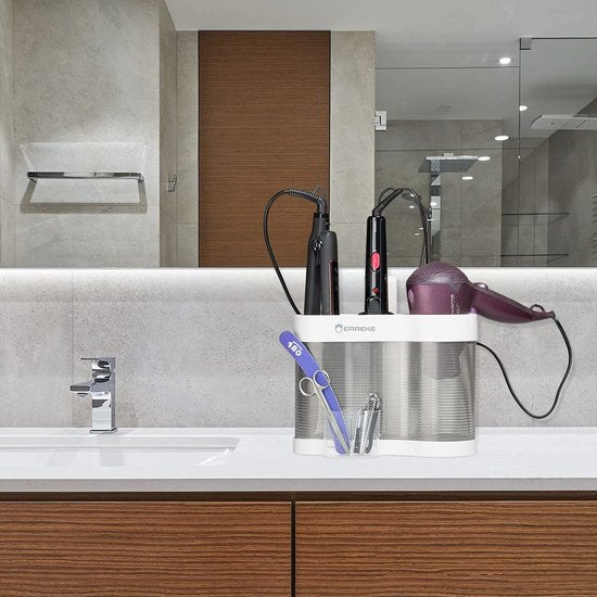 Erreke Föhn Houder, Krultang en Haar Stijltangen Houder, Hittebestendig, Haaraccessoires Wand Organiser voor Thuis en Professioneel Gebruik, Wit